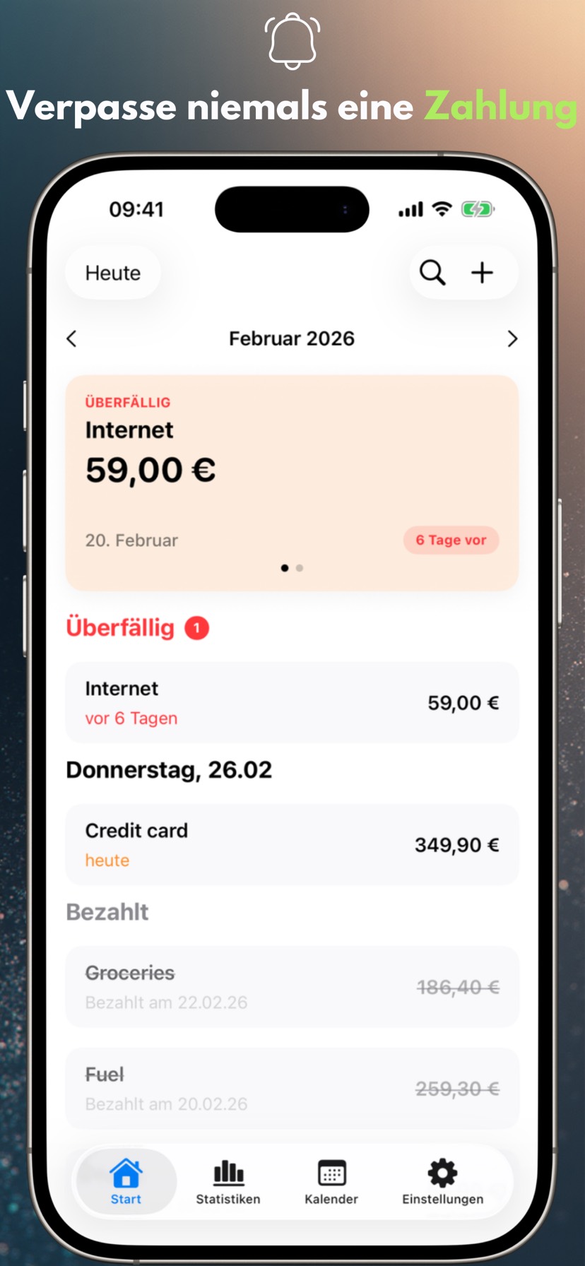 Verpasse niemals eine Zahlung — iPhone