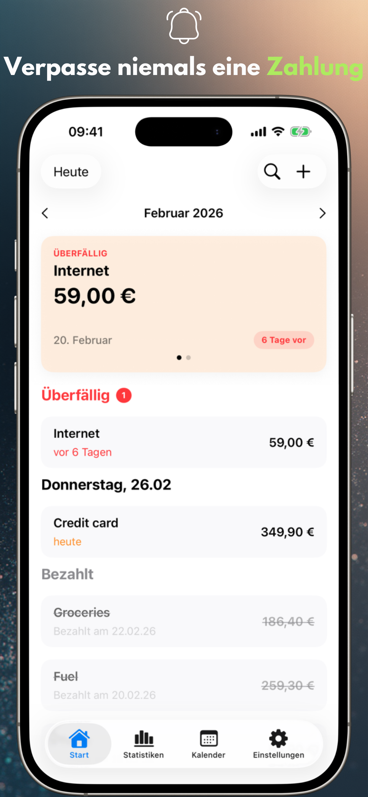 Verpasse niemals eine Zahlung
