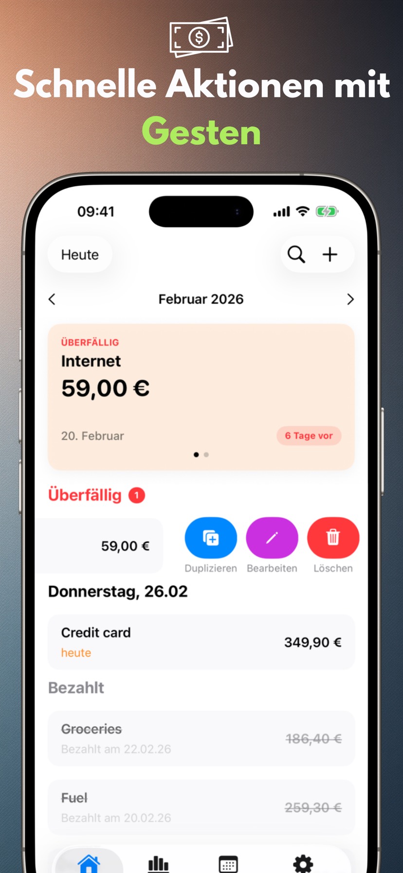 Schnelle Aktionen mit Gesten — iPhone
