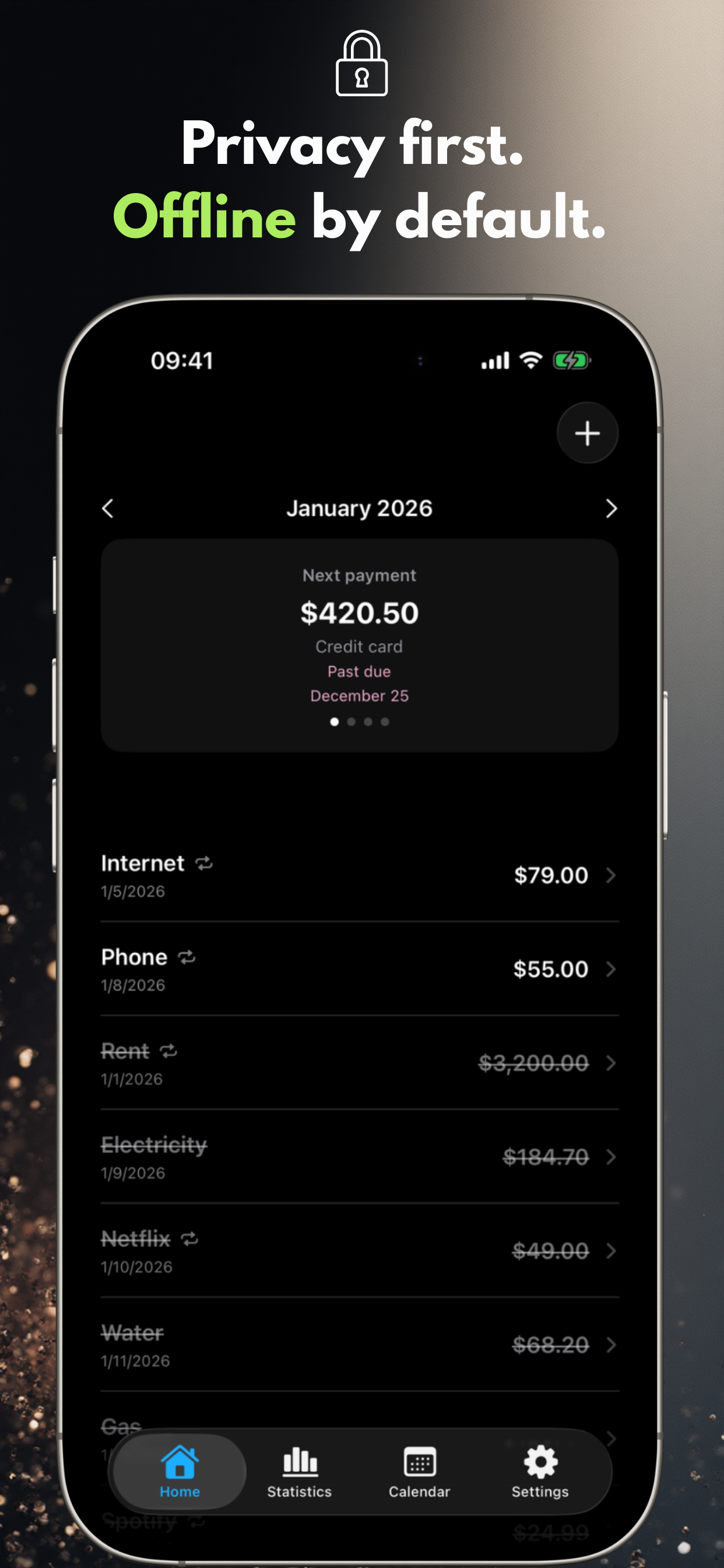 Privacy first. Offline by default.