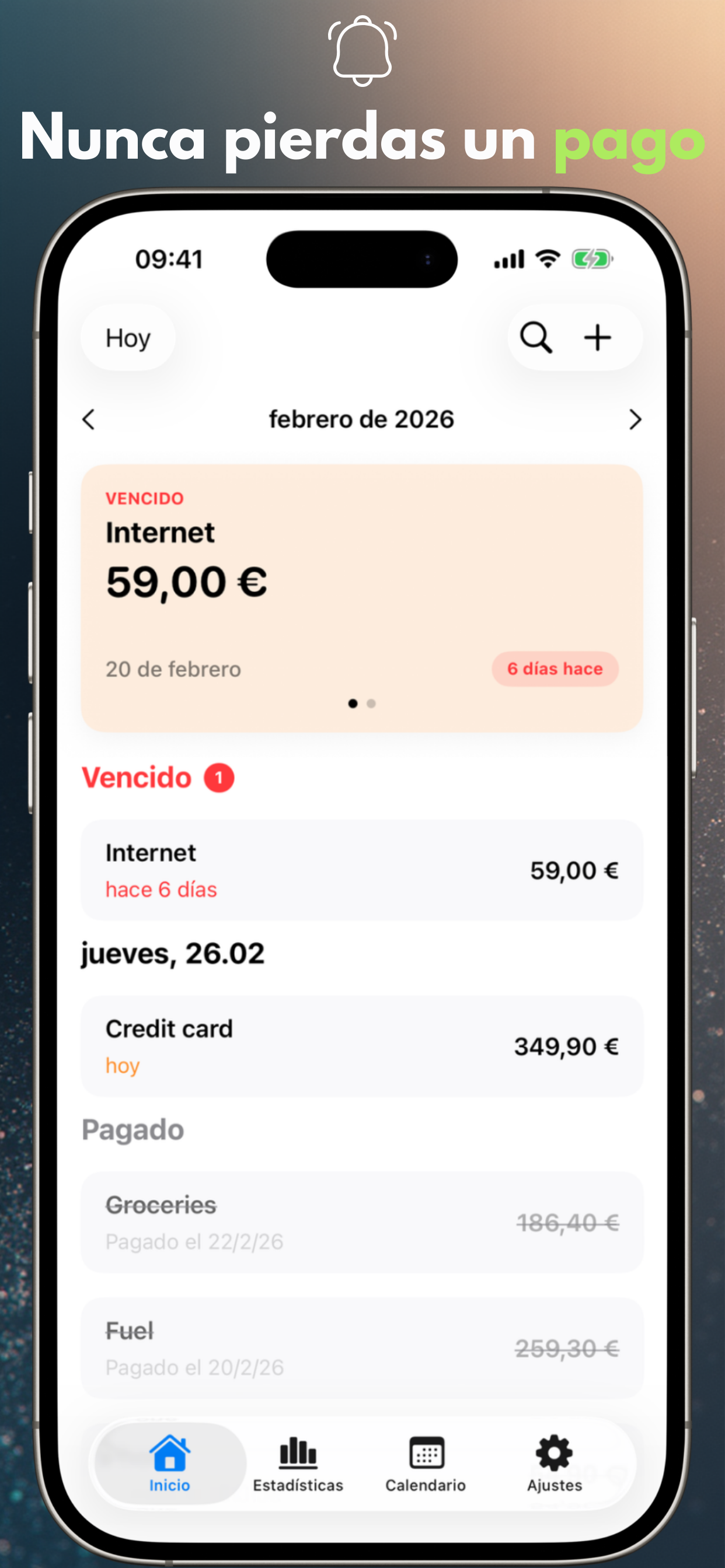 Nunca pierdas un pago