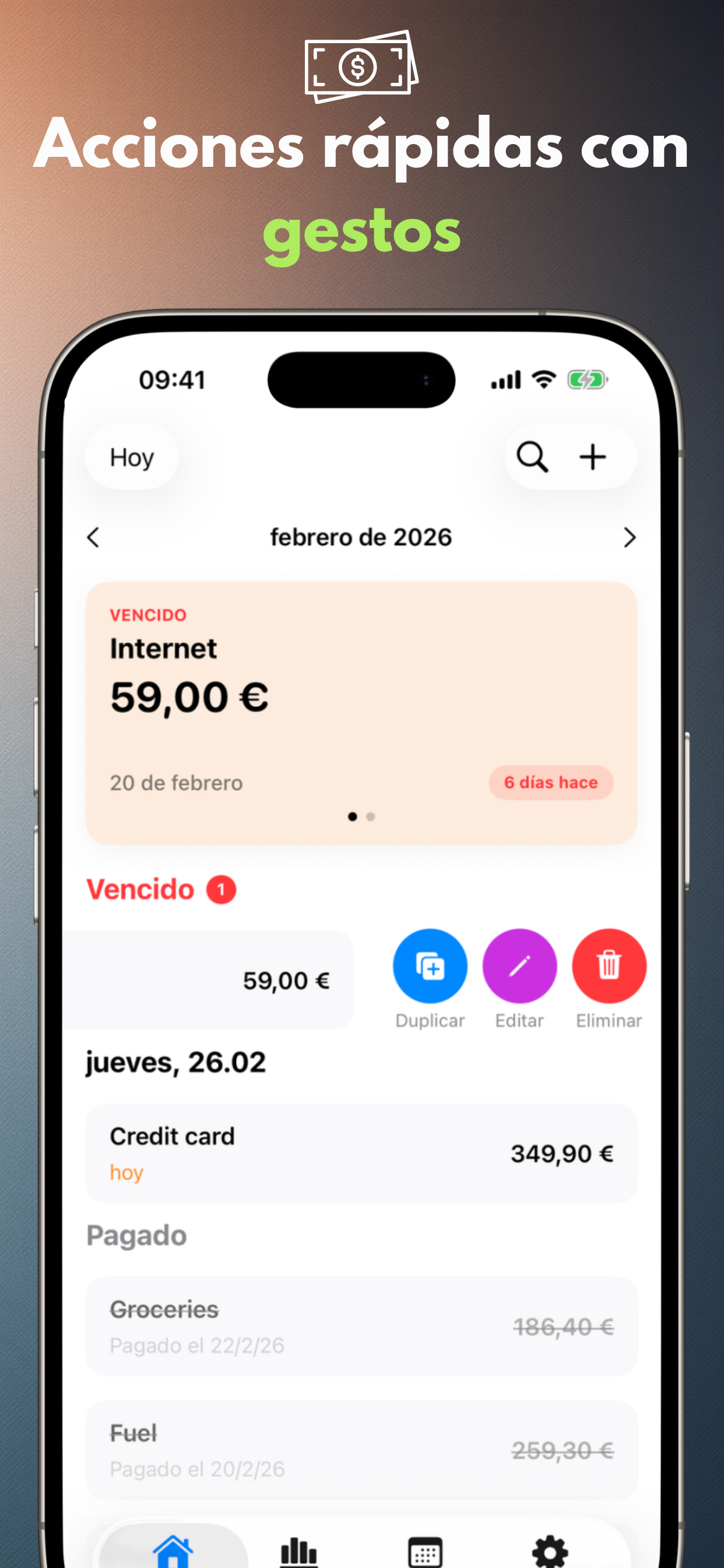Acciones rápidas con gestos