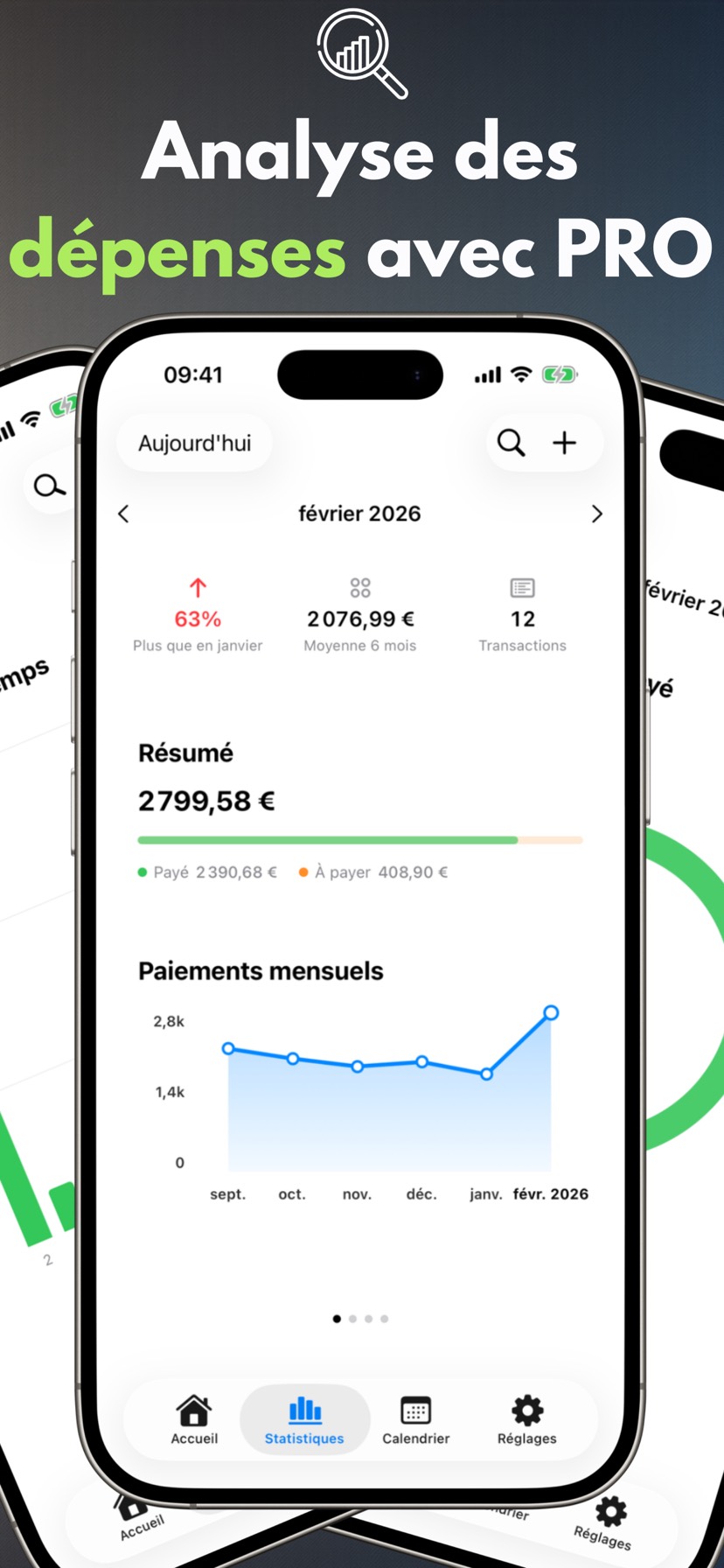 Analyse des dépenses avec PRO — iPhone