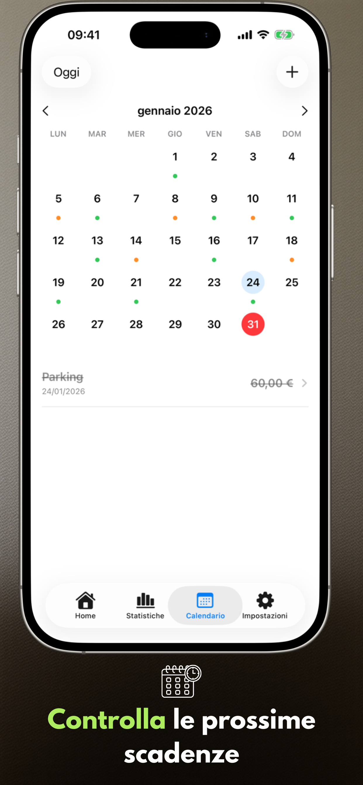 Payment Calendar calendar view