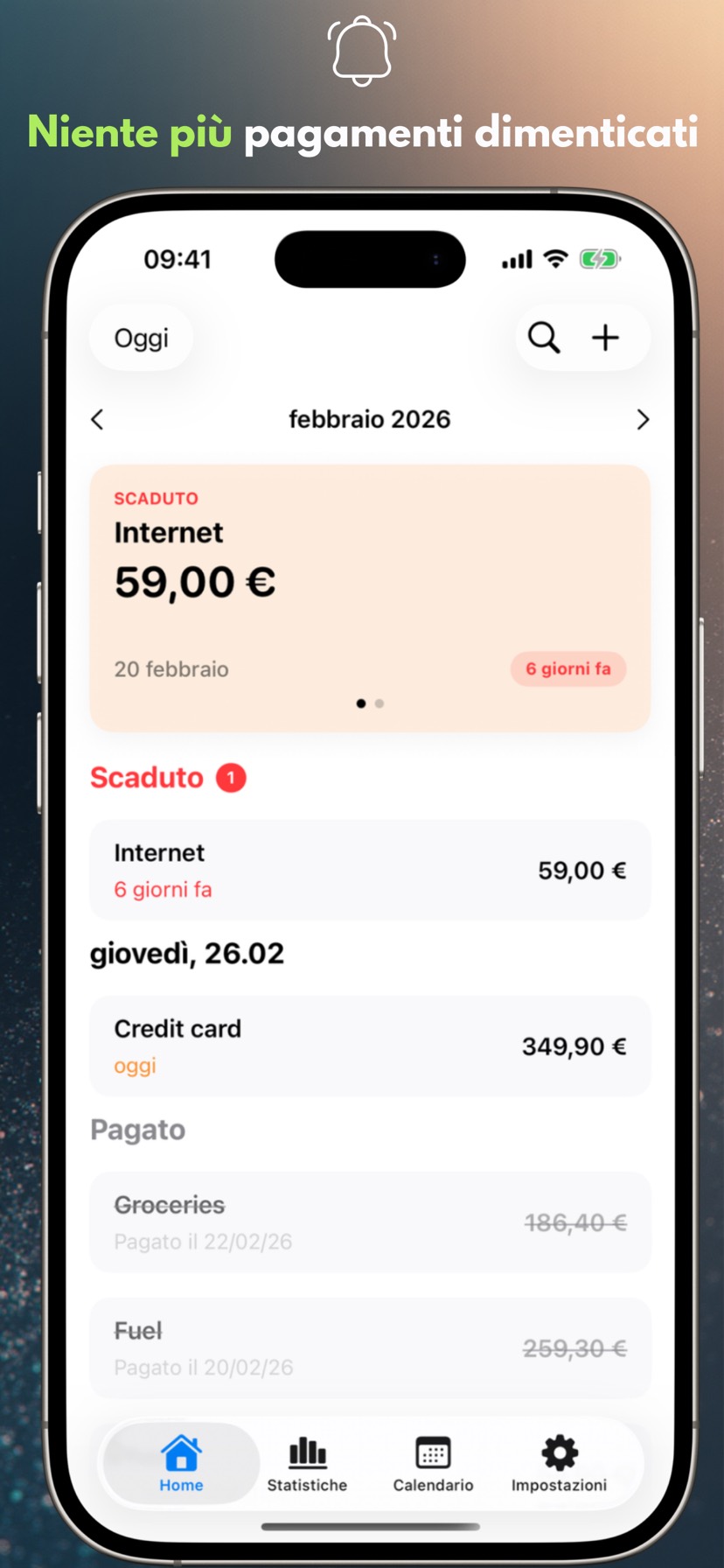 Never miss a payment — iPhone