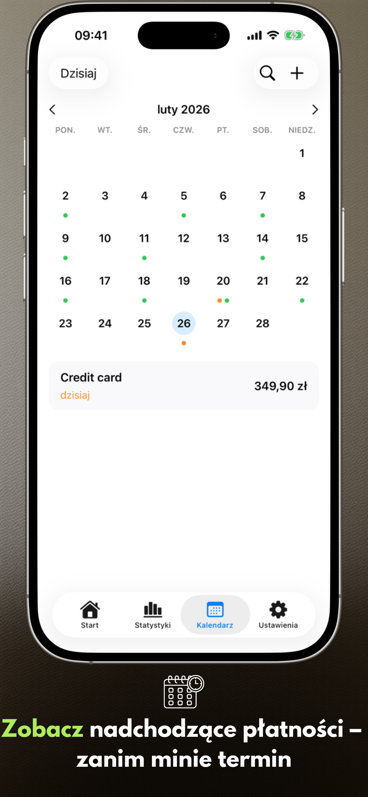 Payment Calendar – widok kalendarza