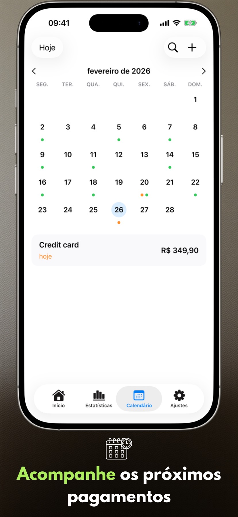 Payment Calendar calendar view