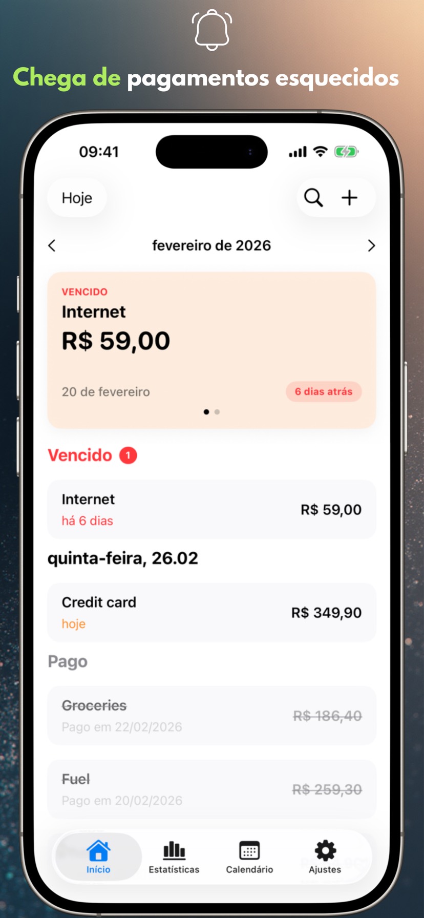 Never miss a payment — iPhone