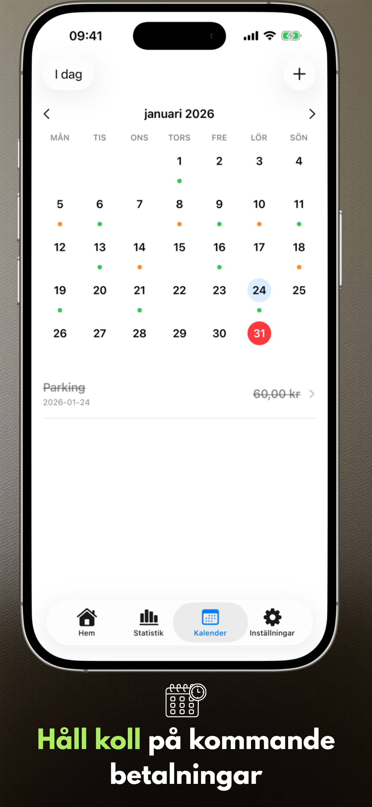 Payment Calendar calendar view