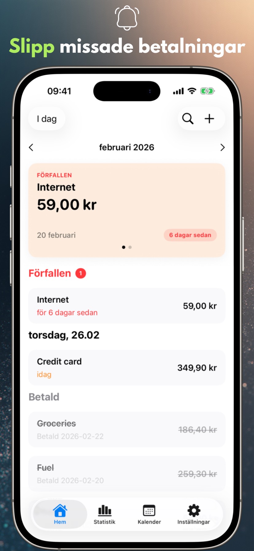Never miss a payment — iPhone