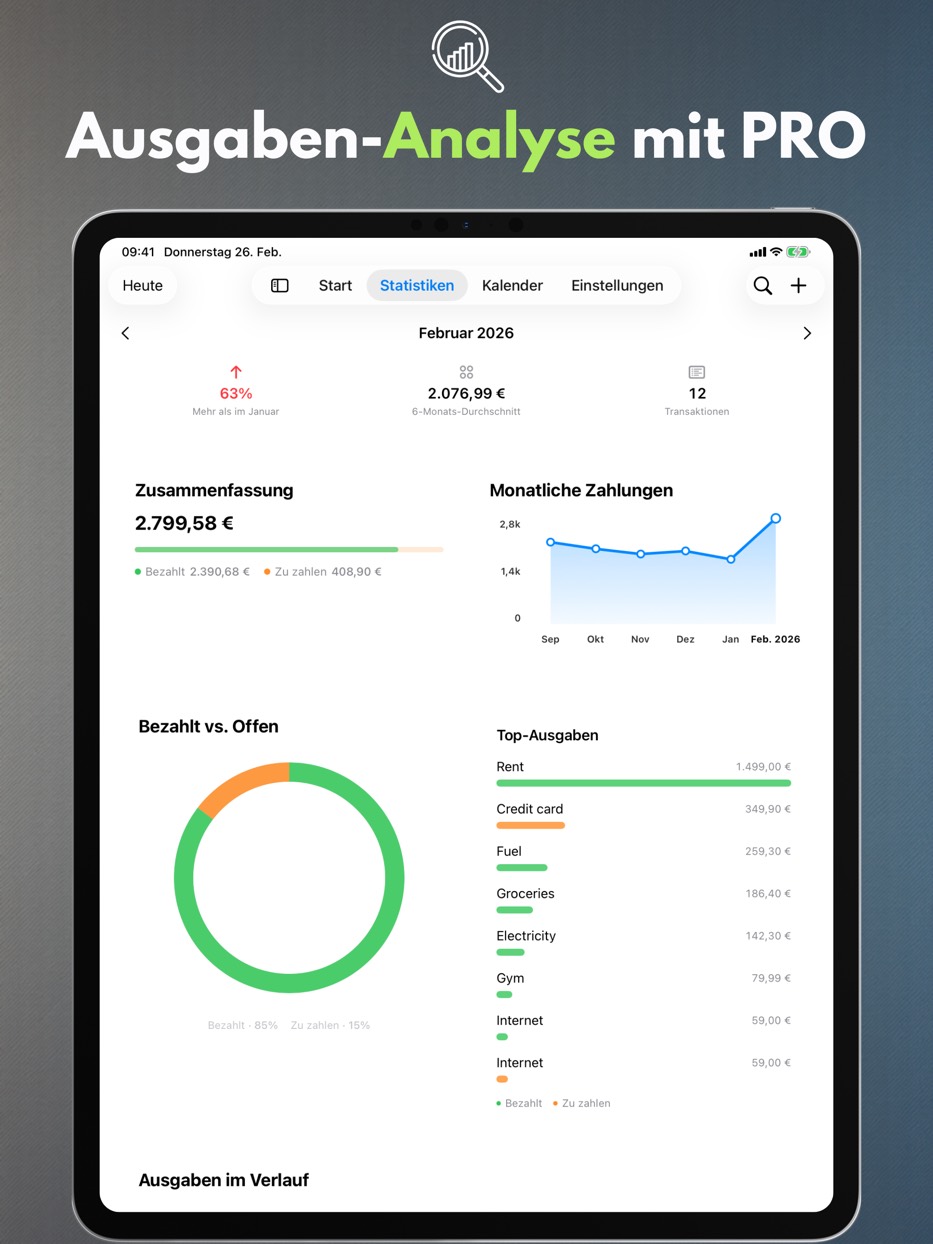 Ausgaben-Analyse mit PRO — iPad