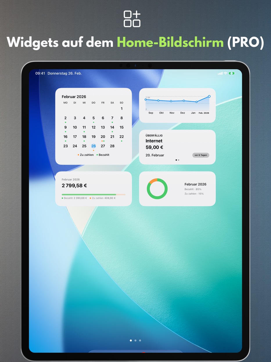 Widgets auf dem Home-Bildschirm (PRO) — iPad