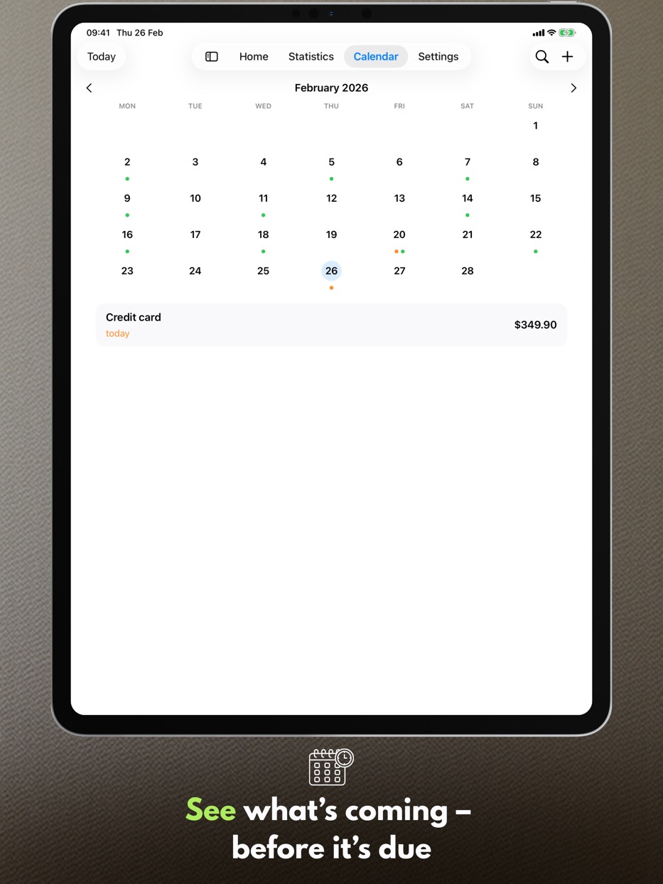 See what's coming — before it's due — iPad