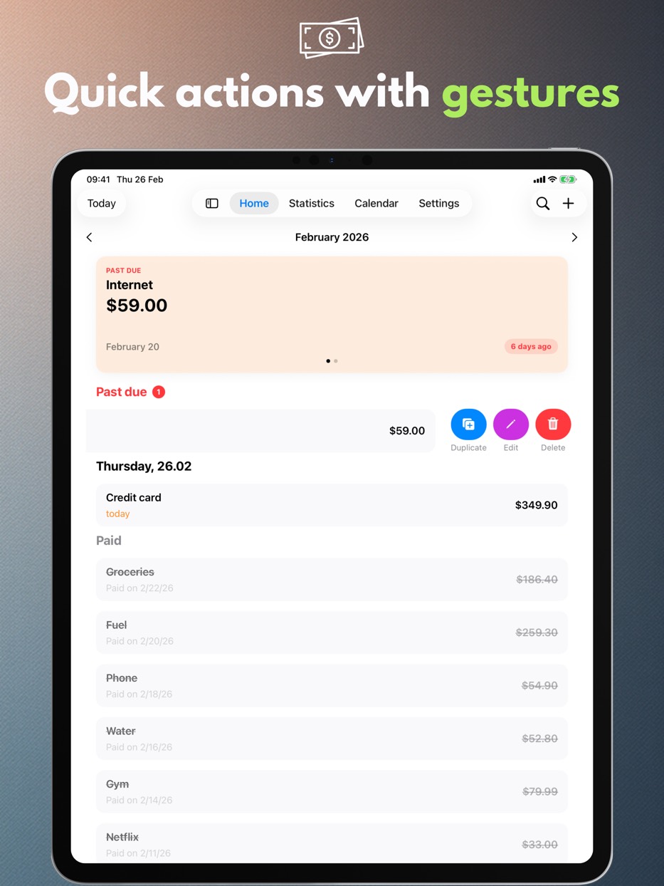 Quick actions with gestures — iPad