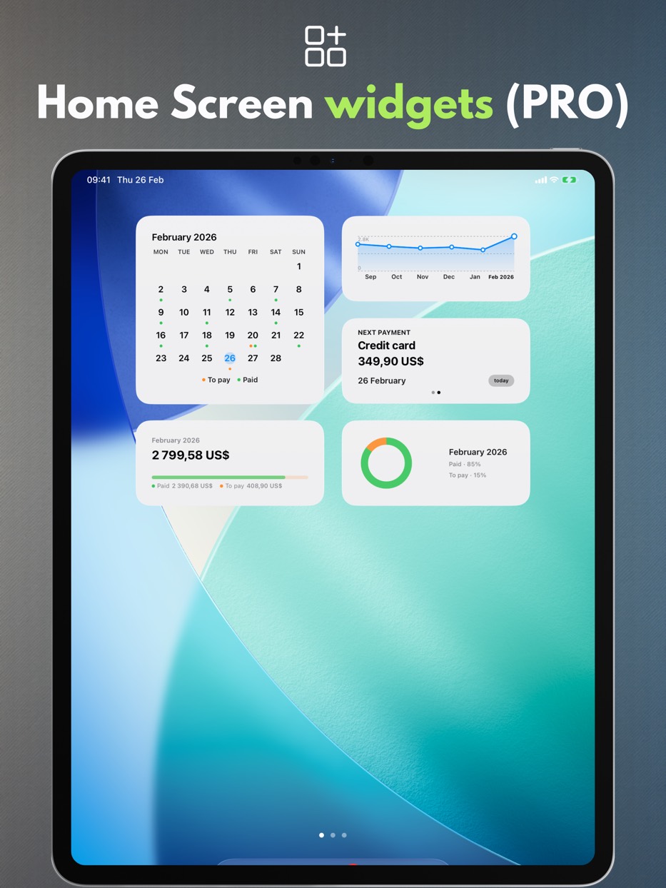 Home Screen widgets (PRO) — iPad