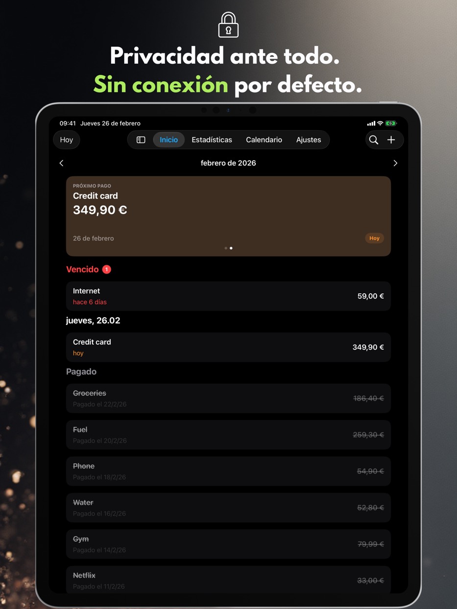 Privacidad ante todo. Sin conexión por defecto. — iPad