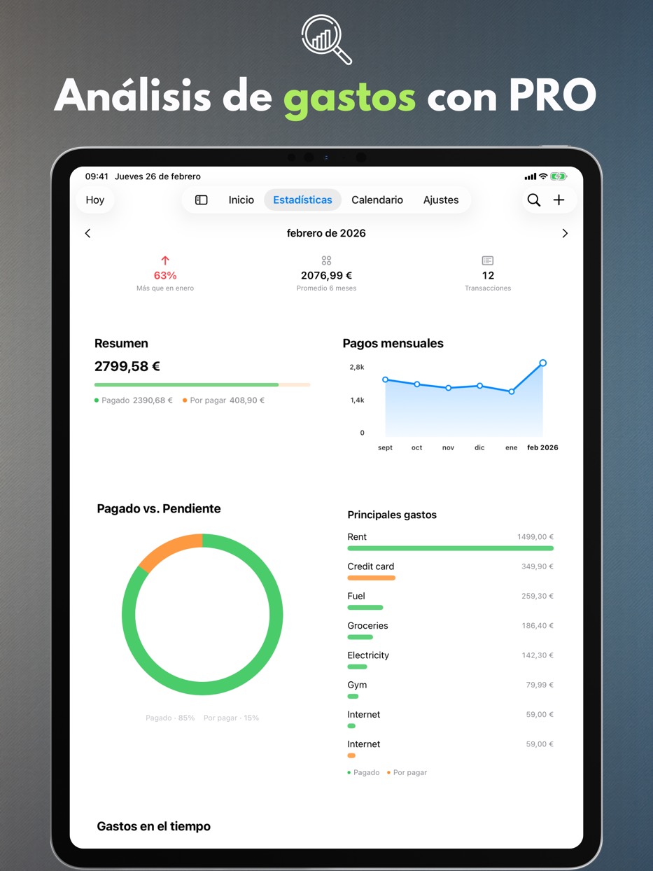 Análisis de gastos con PRO — iPad
