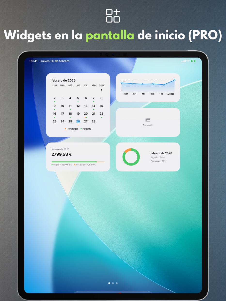 Widgets en la pantalla de inicio (PRO) — iPad