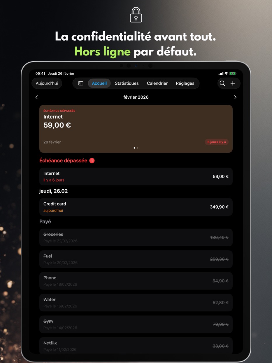 La confidentialité avant tout. Hors ligne par défaut. — iPad