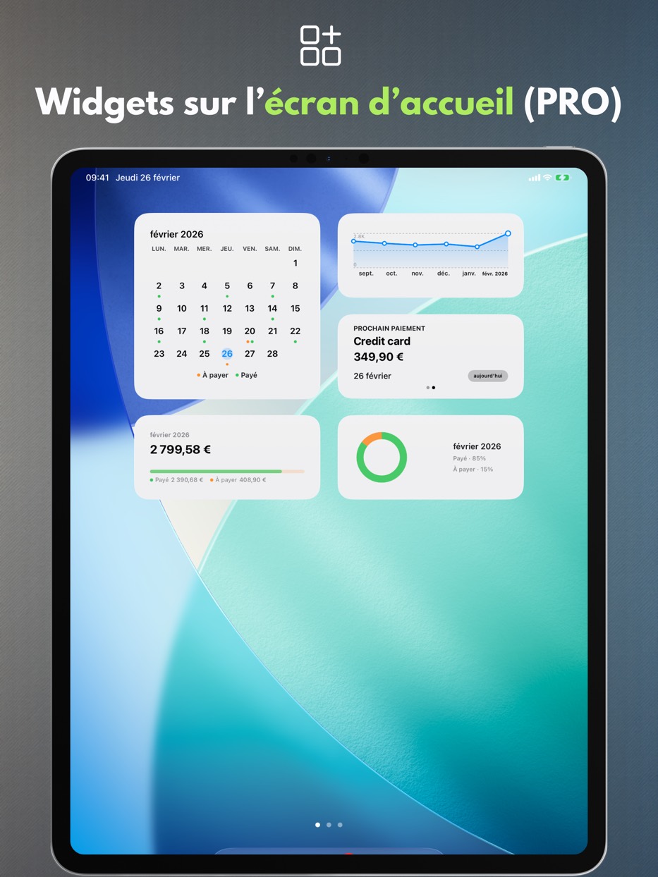 Widgets sur l'écran d'accueil (PRO) — iPad