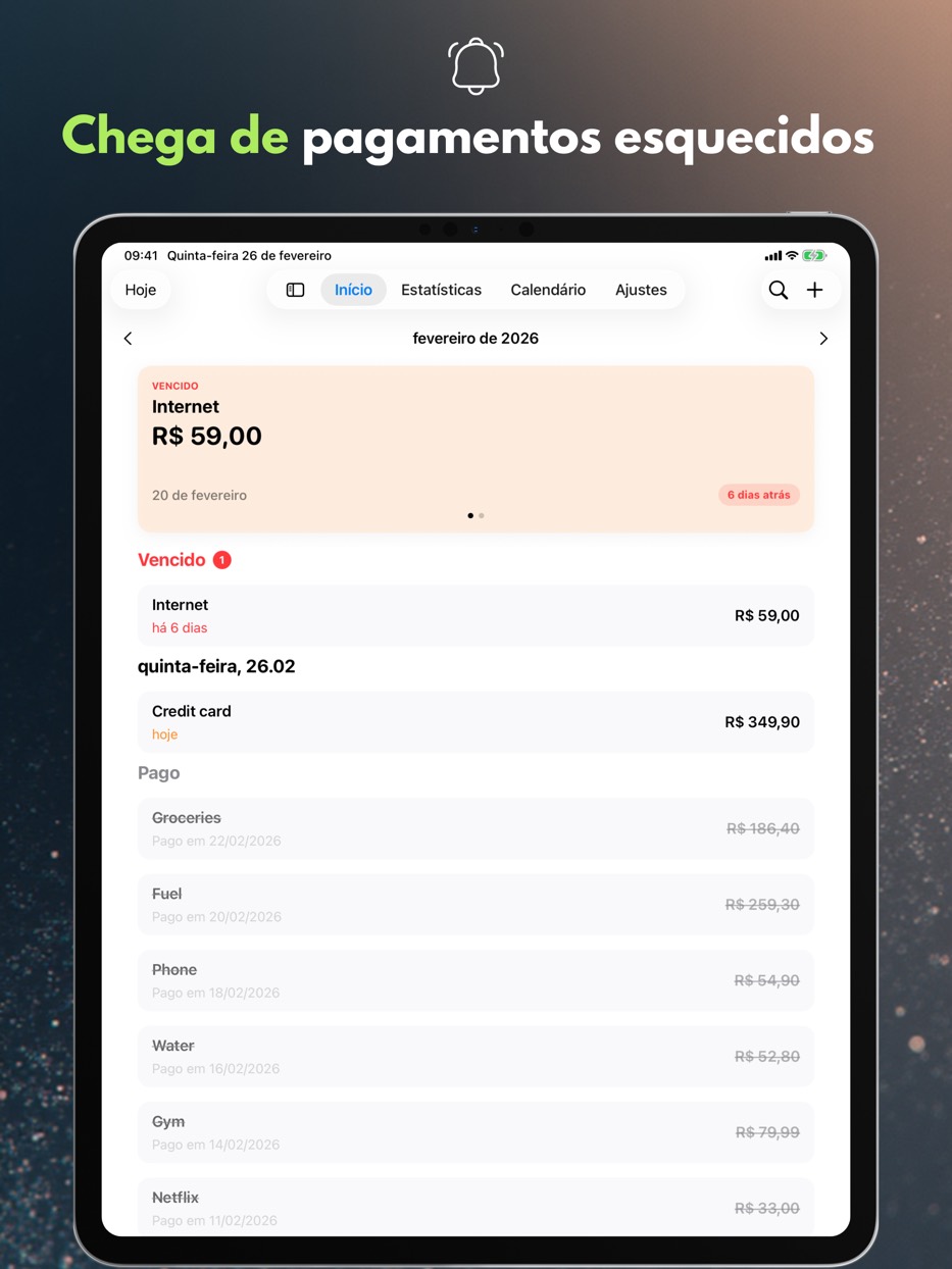 Never miss a payment — iPad