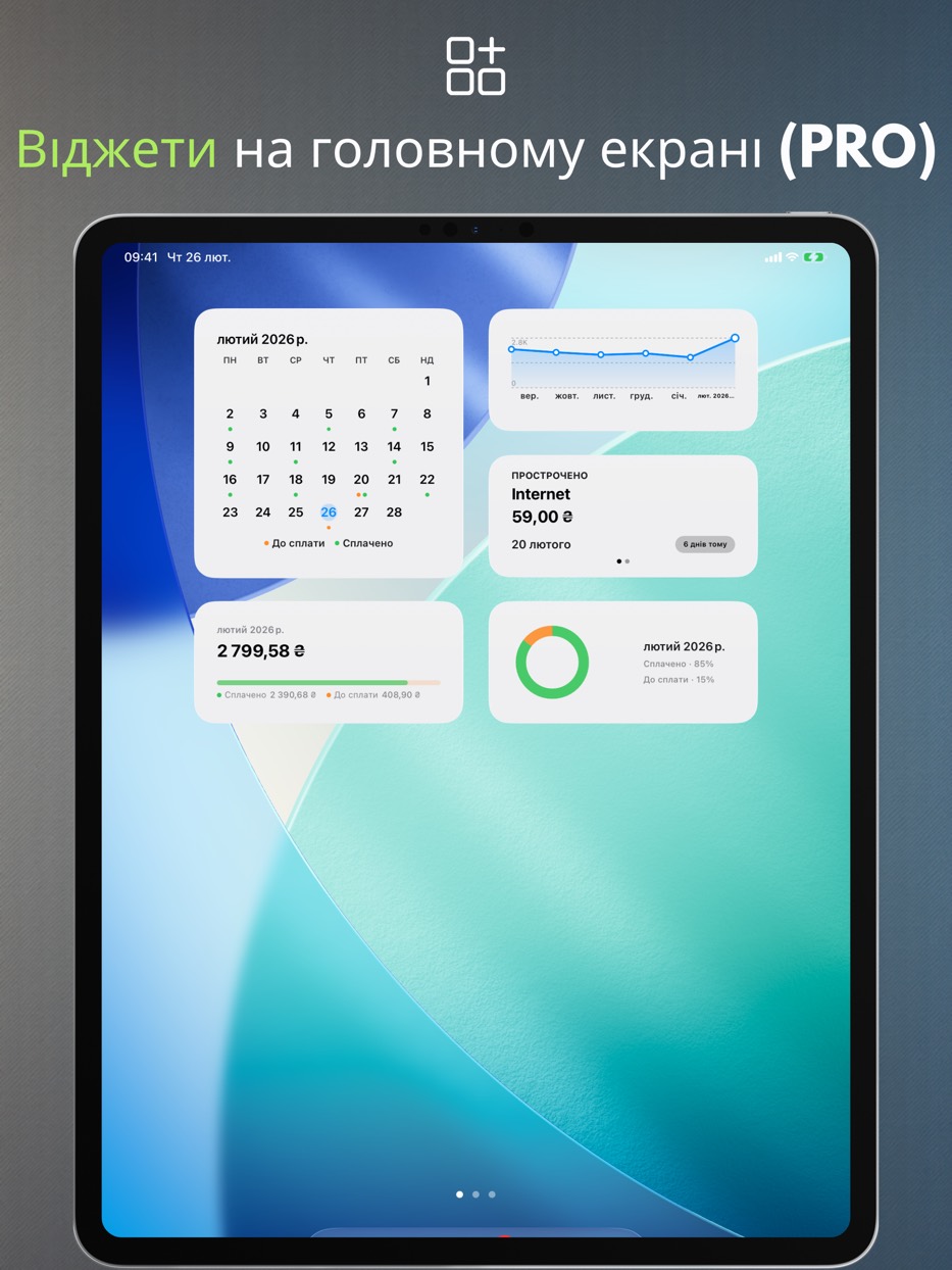 Home Screen widgets (PRO) — iPad